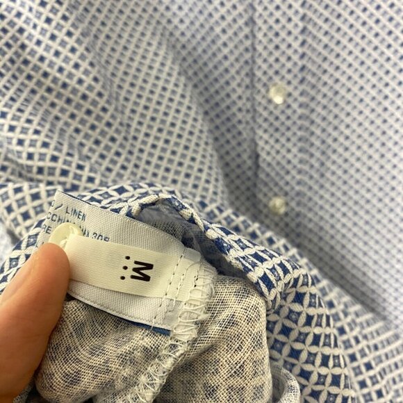 Idillio Positano Linen Button Up Long Sleeve Dress Shirt Mens Medium Blue - Picture 6 of 8